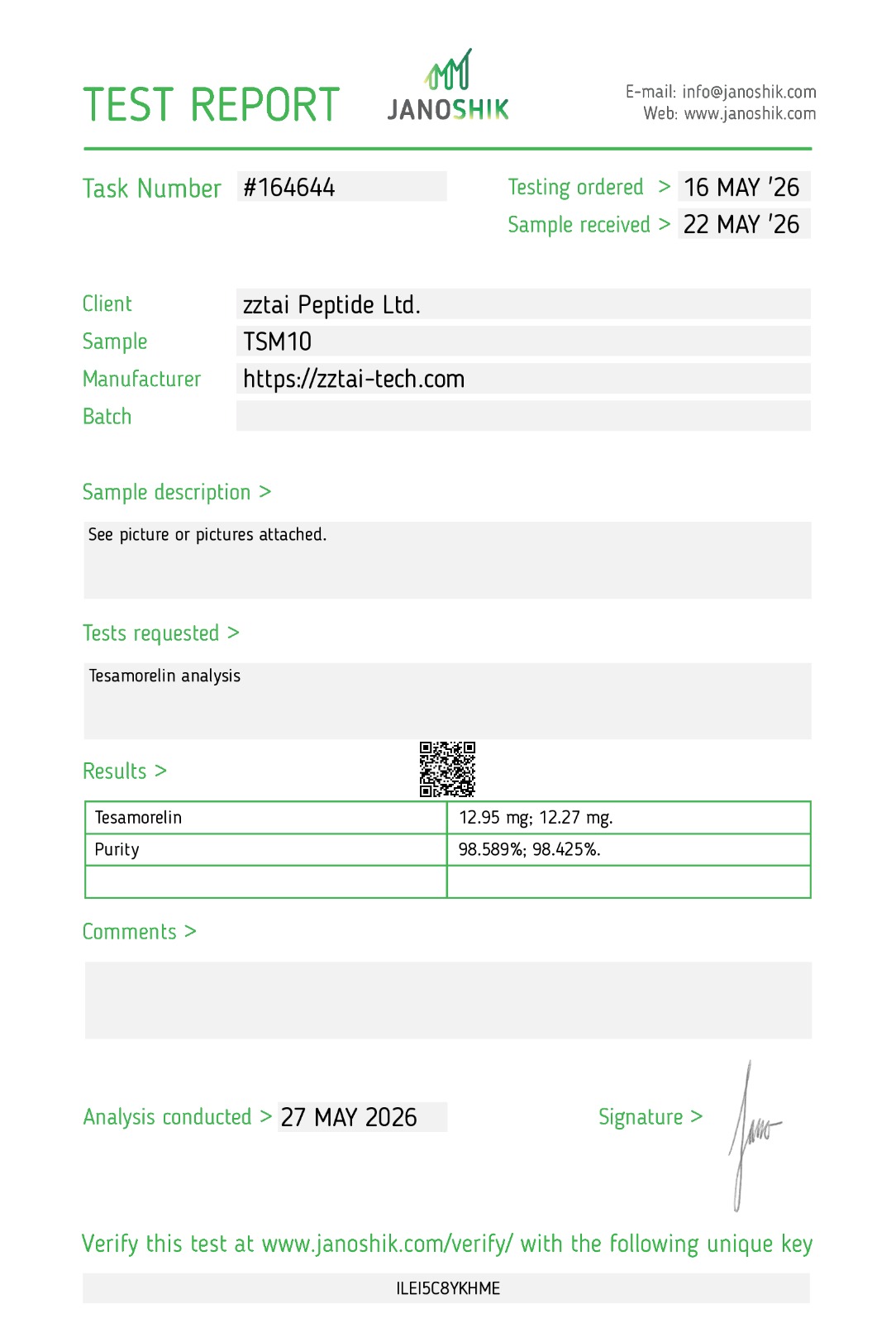 Tesamorelin lab report